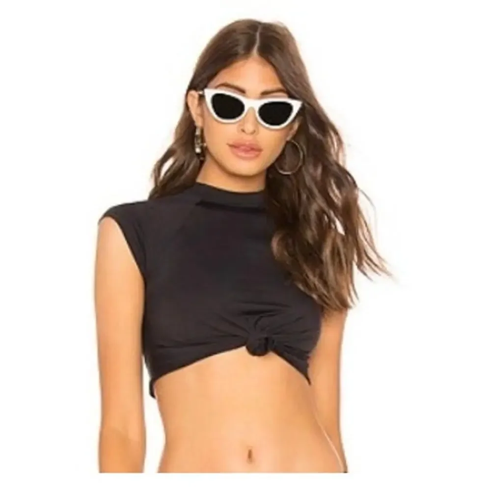 Frankies Bikinis x Revolve Max Top Black Medium Front Knot Swim Beach Vacation